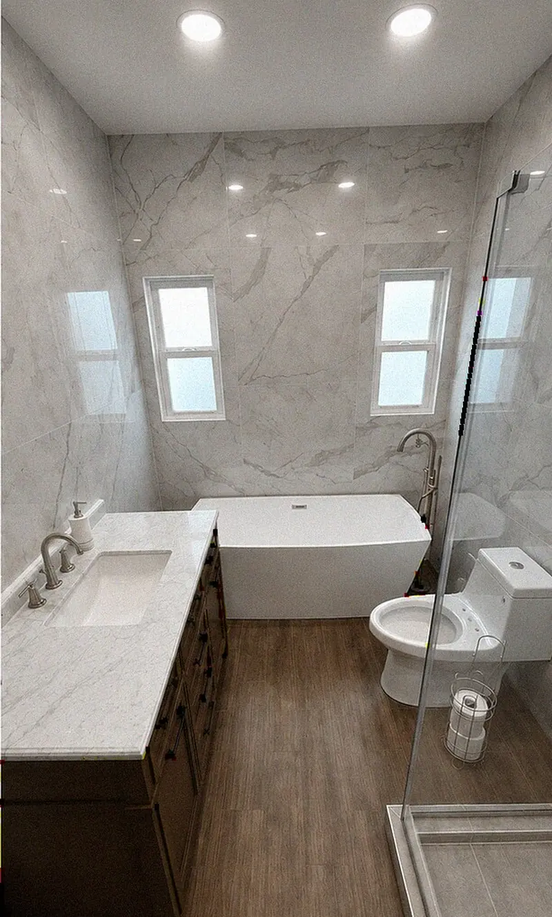 Master bathroom, full gut after remodel — YKCA Bay Area
